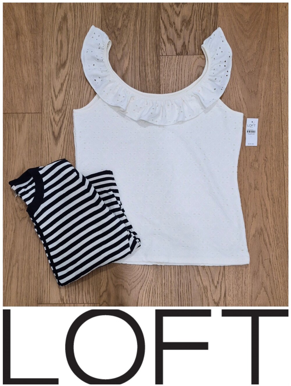 Ruffle Scoopneck Eyelet Top
